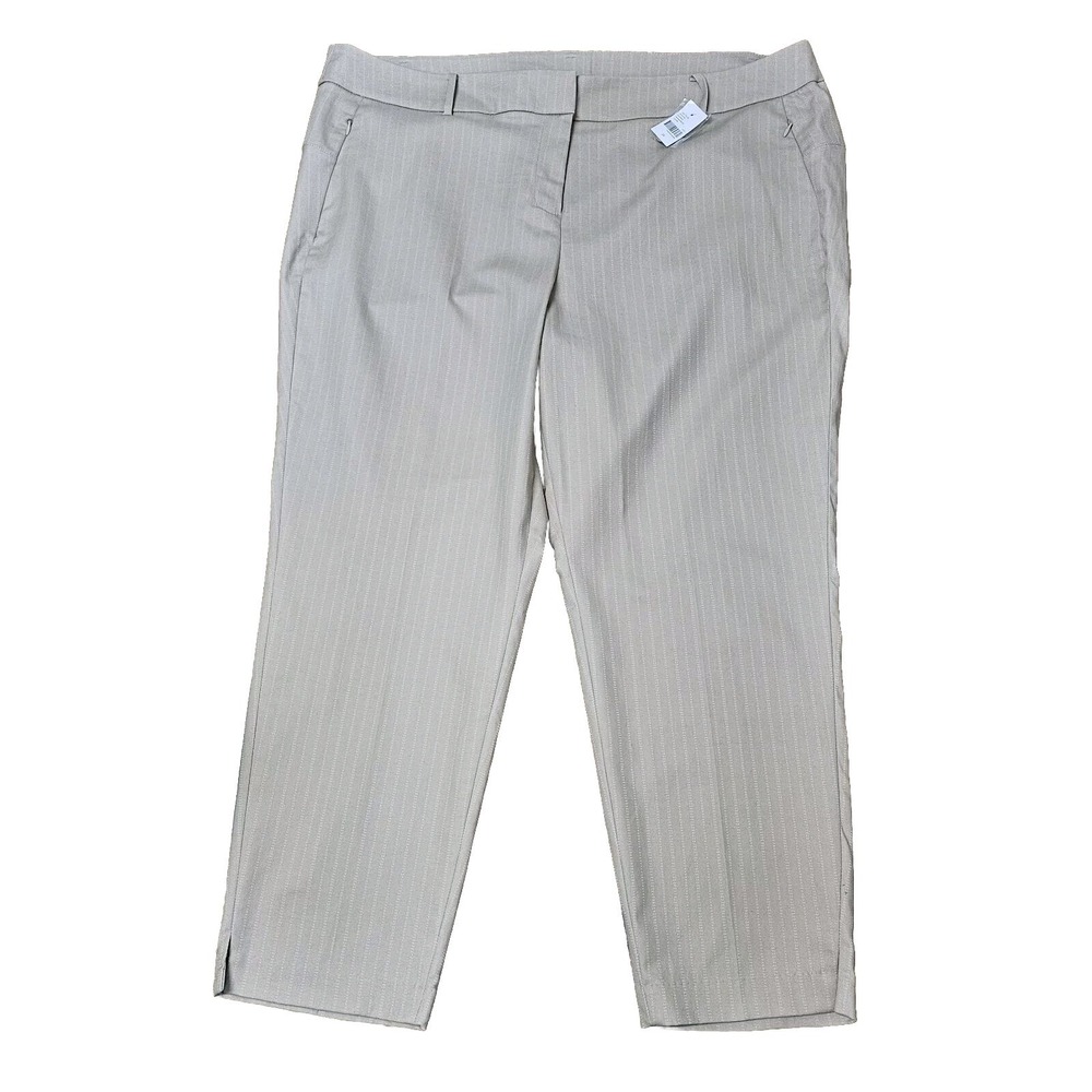 Lane Bryant 24 Signature Fit‎ Slim Ankle Beechwood Stripe Pants Office Preppy